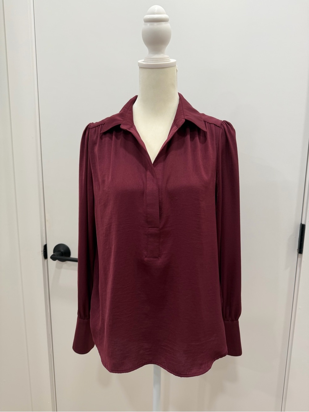 Banana Republic Long-Sleeve Collared Blouse - Wine
